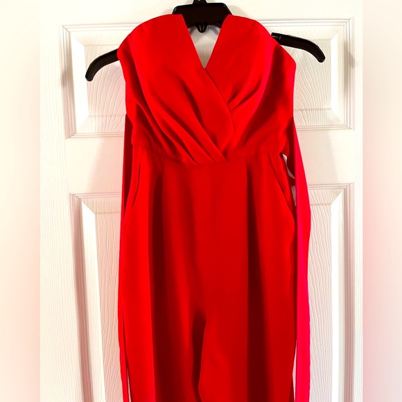 RED HOT Bebe Strapless Jumpsuit - Picture 3 of 7